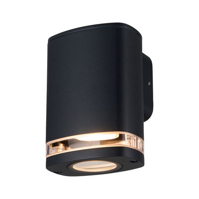 Vägglampa Zevi 1xGU10 med ljusfönster IP54 Svart