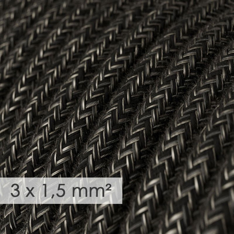 Textilkabel Linne Mörkgrå 3x1,5 mm² Textilkabel Linne Mörkgrå 3x1,5 mm² | Creative Cables