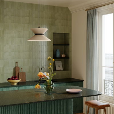 Lampskärm Clessidra i Taupe Arenal i gråbrun/beige nyans med midjeband i Antra