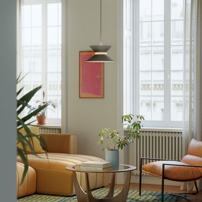 Lampskärm Clessidra i Mörkgrå med midja i Sandfärg