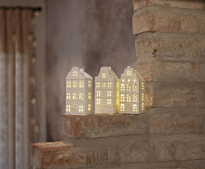 Inomhusdekoration Vinter Vitt Hus 3st