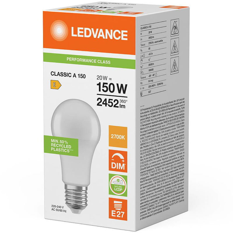 Ledvance Performance Normal Classic A E27 20W Dim asset-13297147_Packaging_image_spacial_FC1_CLA_150_DIM_PFM_PCR_20W_827_FR_E27 (1)