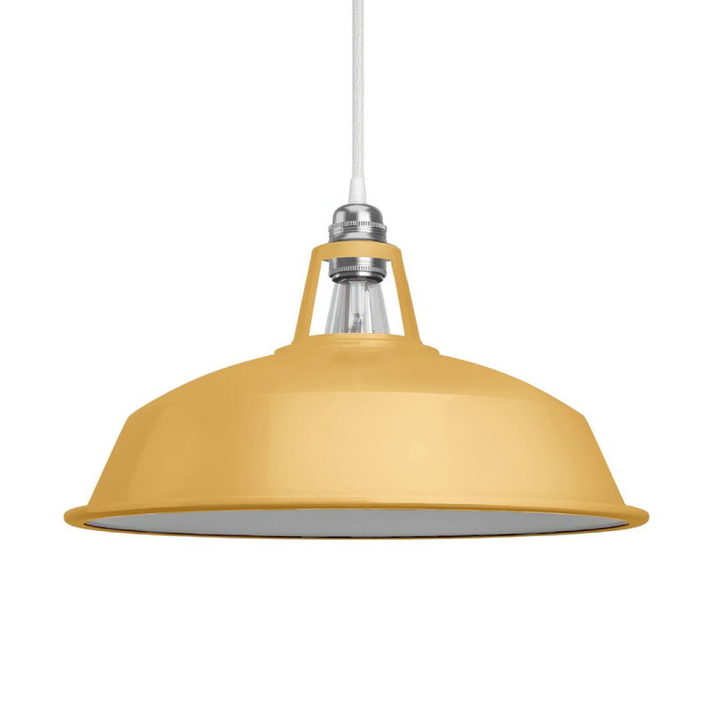 Lampskärm Harbour i emaljerad metall med E27-fattning, diameter 38cm - Senapsgul