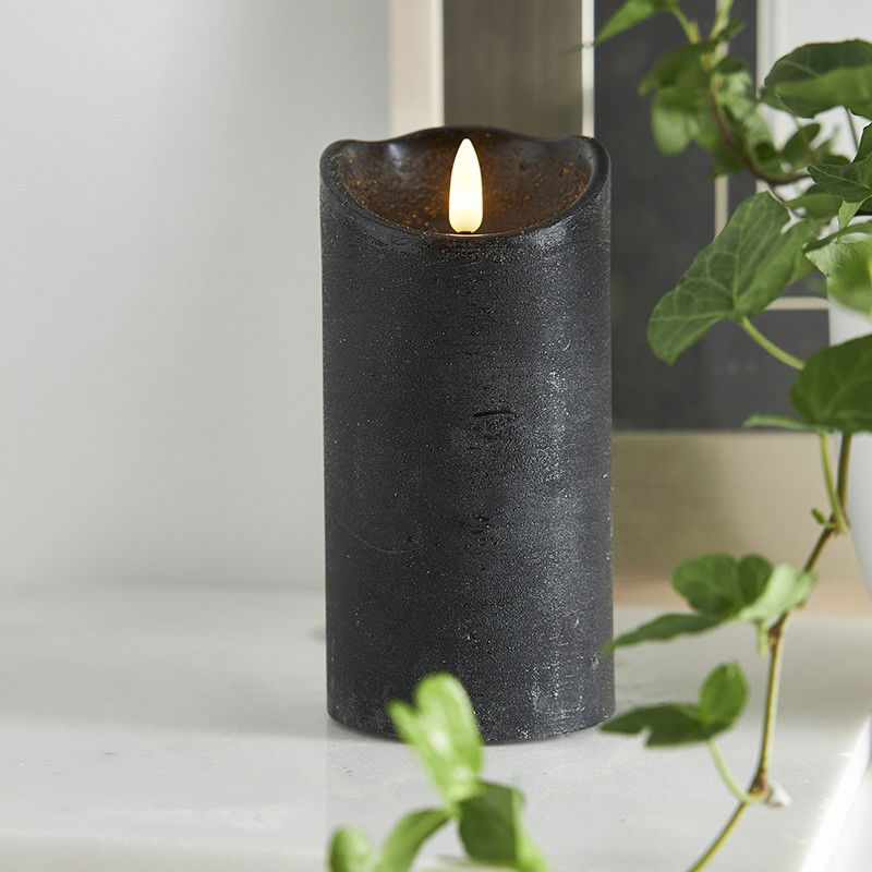 Blockljus Flamme Swirl Grå 15cm Blockljus Flamme Swirl Grå 15cm