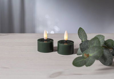 Värmeljus Flamme Flow Grön 2-pack Timer