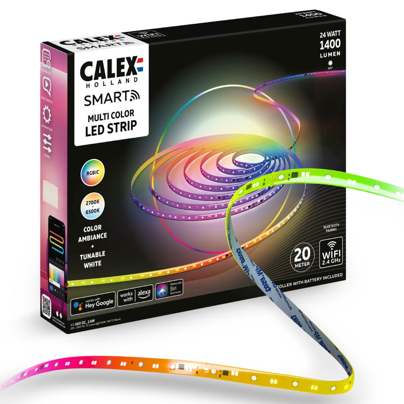 Smart LED Strip RGBIC+CCTIC 2700-6500K Ställbar 20m inkl. driver & fjärrkontroll