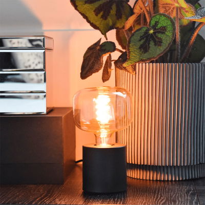 Lampfot Tub E27 8,5cm Svart Metall