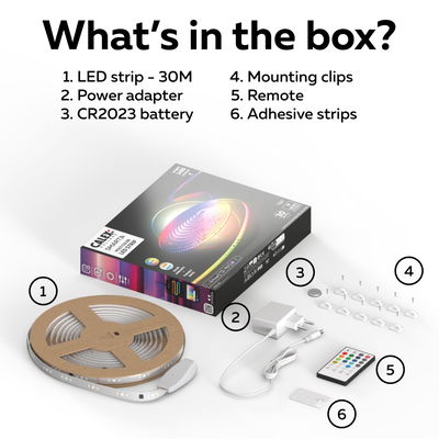 Smart LED Strip RGBIC+CCTIC 2700-6500K Ställbar 30m inkl. driver & fjärrkontroll