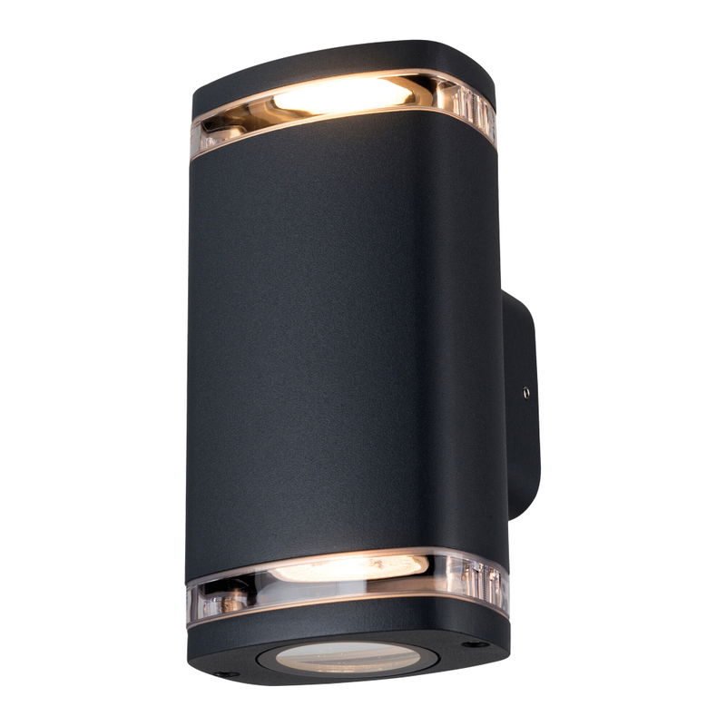 Vägglampa Zevi 2xGU10 med ljusfönster IP54 Svart