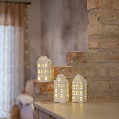 Inomhusdekoration Vinter Vitt Hus 3st