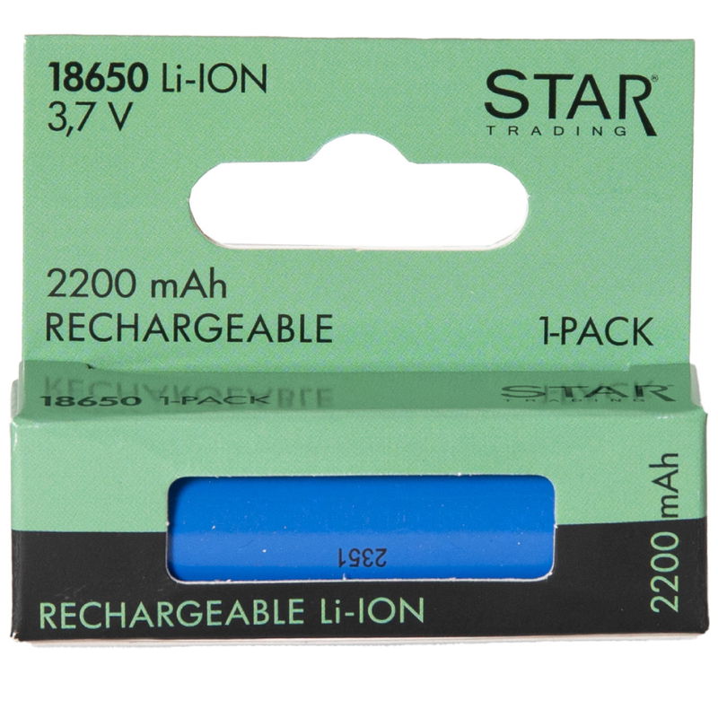 Uppladdningsbart 3,7V LI-ION batteri 18650 2200 mAh Uppladdningsbart 3,7V LI-ION batteri 18650 2200 mAh
