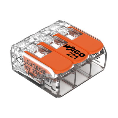 Wago 221-413 3-Pol Kopplingsklämma 4 mm²