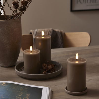 Blockljus Flamme Flow Mörkbrun / Mullvad 12,5cm