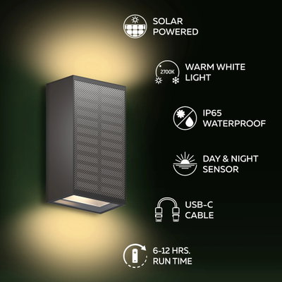 Solcells Vägglampa Birindisi Upp&Ner 2700K