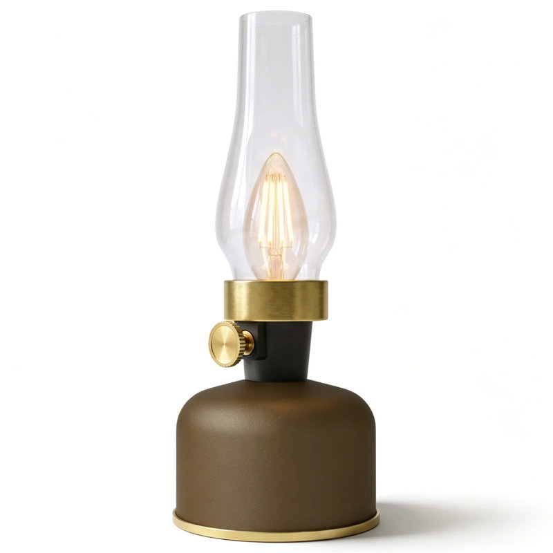 Uppladdningsbar LED Oljelampa IP54 Brun-mocha Dimbar