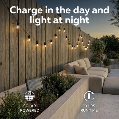 Solcellsljusslinga 10m 20st Klara LED med fjärrkontroll