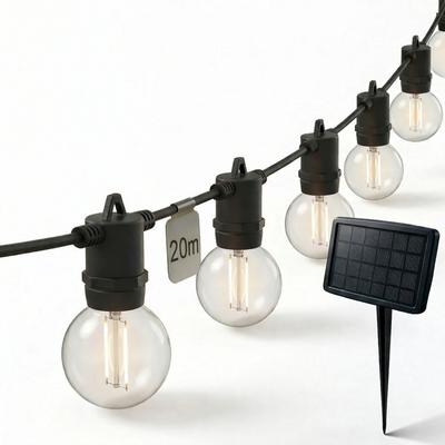 Solcellsljusslinga 20m 30st Klara LED med fjärrkontroll