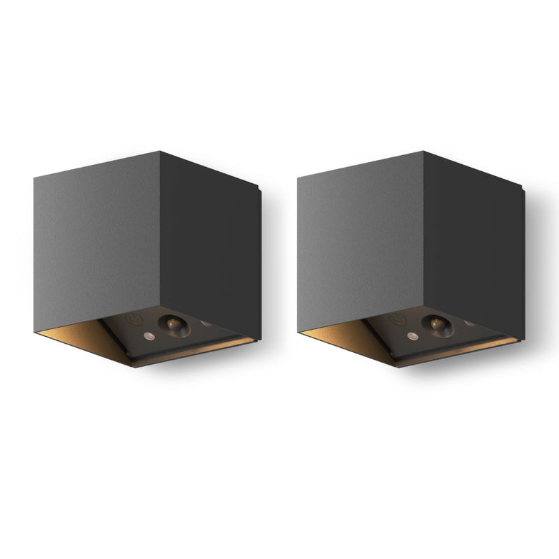 Batteridriven Vägglampa Falerna inkl. fjärr 2-pack Svart