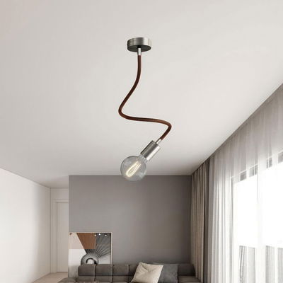 Flexibel textilkabel Whisky Svart med avslut i borstad titan, 60cm | Creative Cables