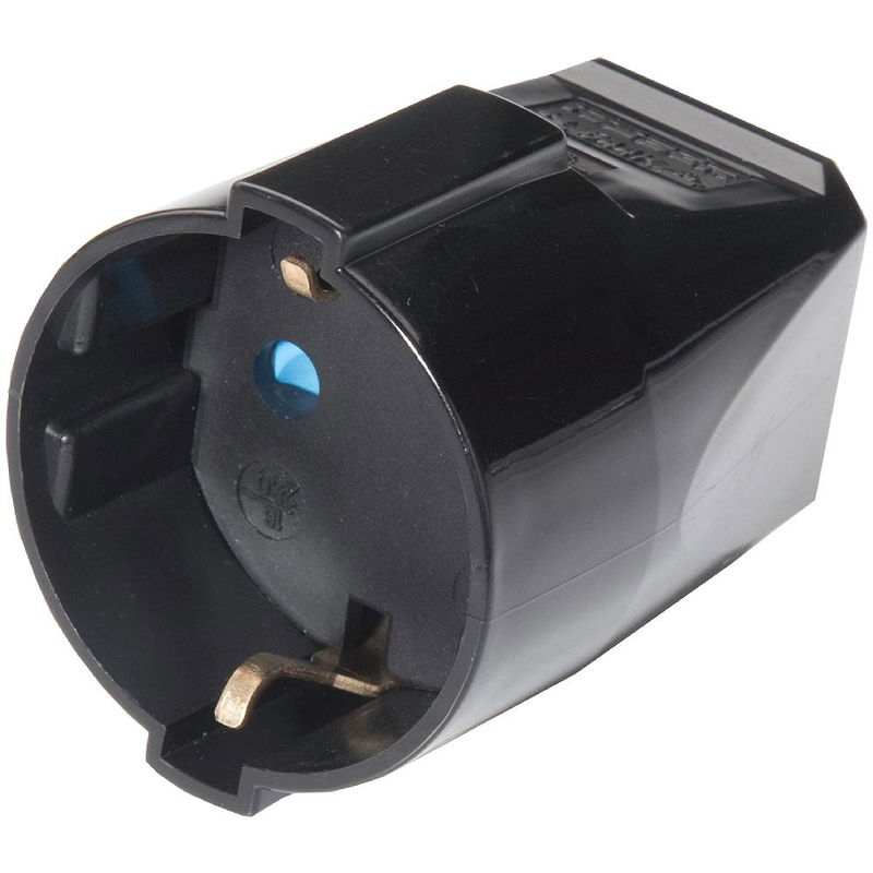 Skarvuttag med jord 250V Svart