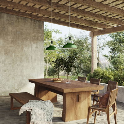 Lampskärm Harbour i emaljerad metall med E27-fattning, diameter 38 cm - Grön