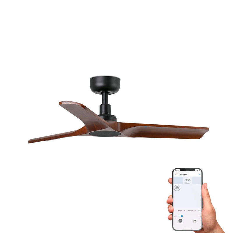 Takfläkt HEYWOOD Ø90cm Valnöt/Svart  S Smart Appstyrd TUYA