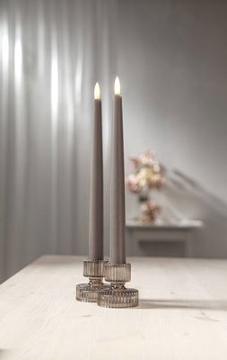 Antikljus Flamme Slim Grå 28cm 2-pack
