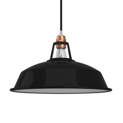 Lampskärm Harbour i emaljerad metall med E27-fattning, diameter 38cm - Svart