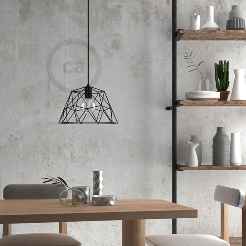 Lampskärm XL Cage Metall E27 Svart Lampskärm XL Cage Metall E27 Svart | Creative Cables Återförsäljare