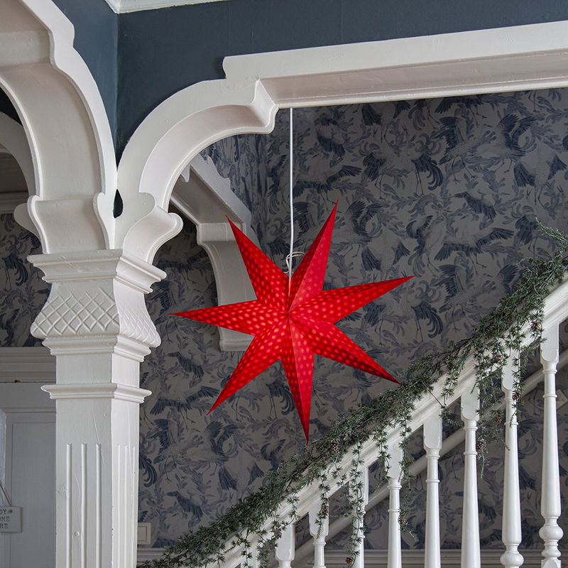 Julstjärna Cloud Röd med vattenstämplade prickar 60cm
