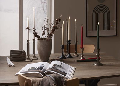 Antikljus Flamme Slim Grå 28cm 2-pack