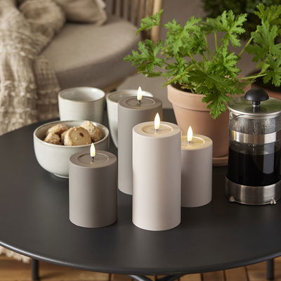 Blockljus Flamme Soft Grå 12.5cm