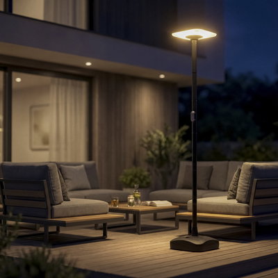 Golvlampa Solcell 3000K/4000/6500K Pareno 25W 2.800lm IP54 Fjärrkontroll