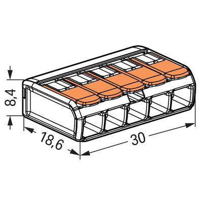 Wago 221-415 5-Pol Kopplingsklämma 4 mm²