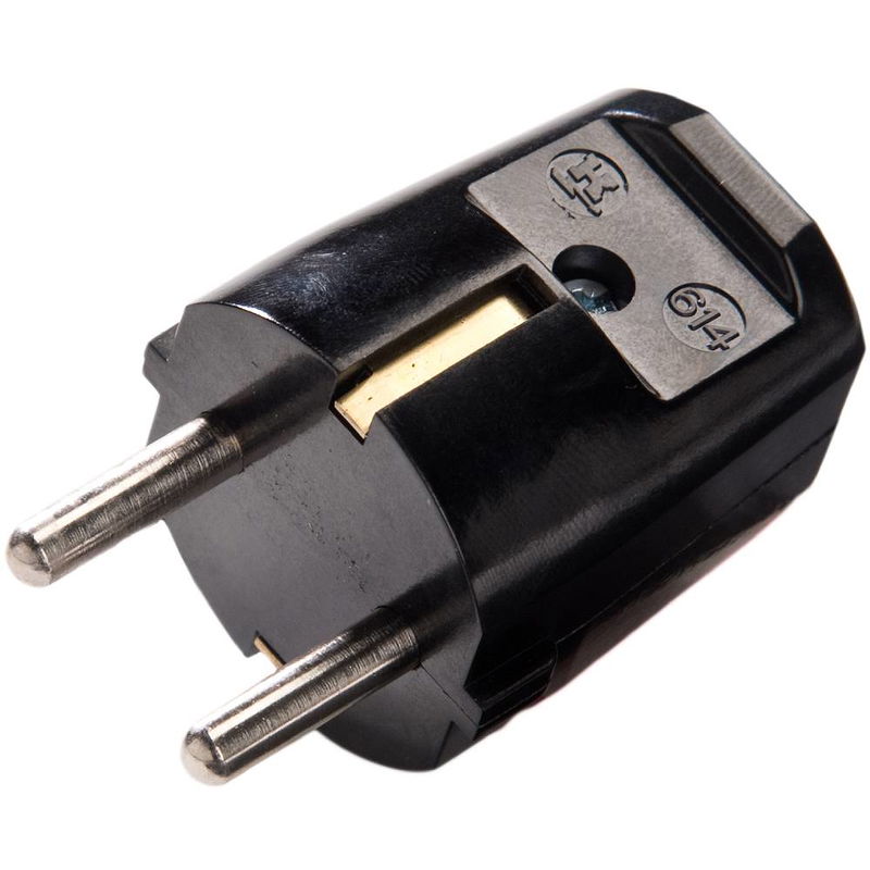 Stickpropp rak med jord 250V Svart