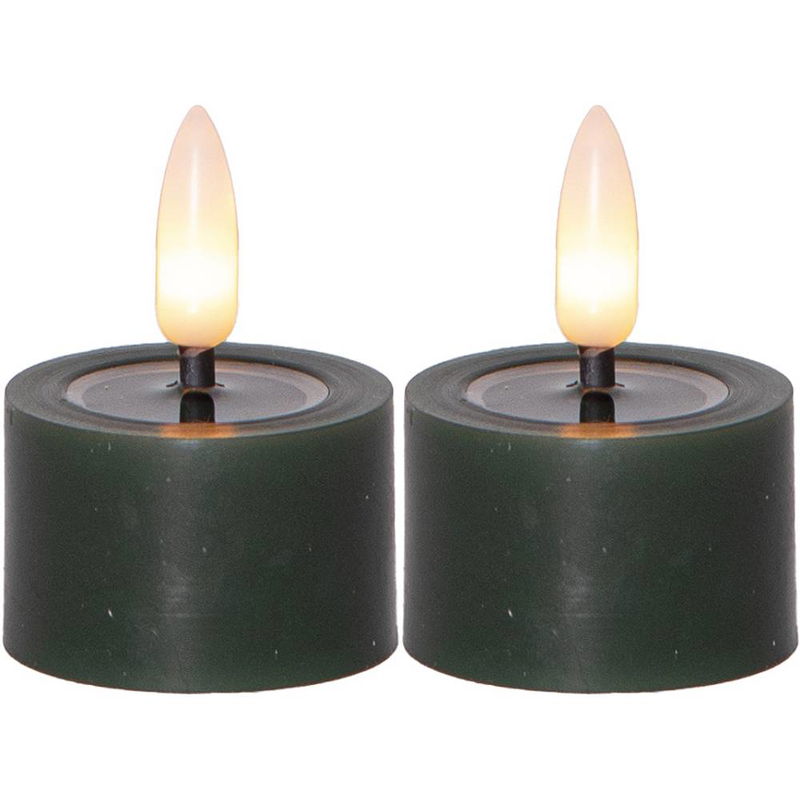 Värmeljus Flamme Flow Grön 2-pack Timer
