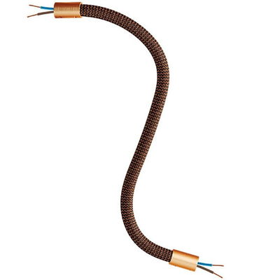 Flexibel textilkabel Whisky Svart med avslut i borstad koppar, 30cm | Creative Cables