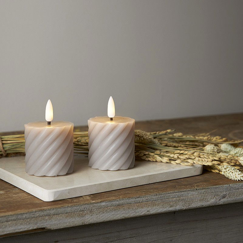 Antikljus Flamme Swirl 2-Pack Grå Antikljus Flamme Swirl 2-Pack Grå