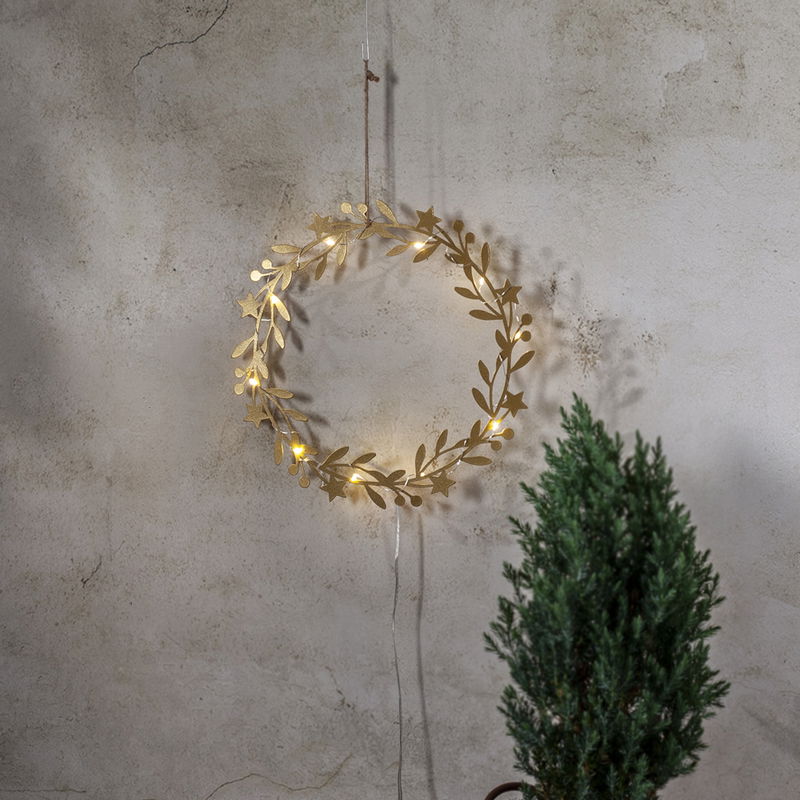 Hängande guldfärgad krans Holiday för inomhus