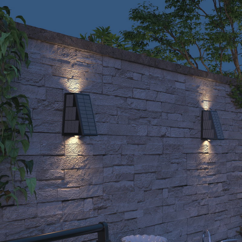 Solcells Vägglampa Matera Upp&Ner 2700K Svart