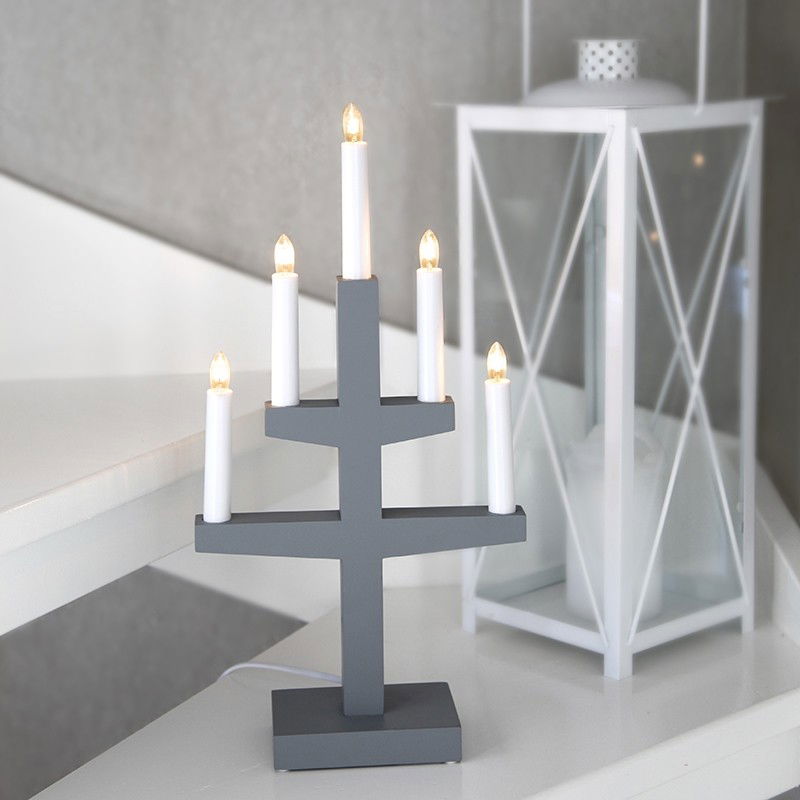 Ljusstake Trapp 5-ljus Grå