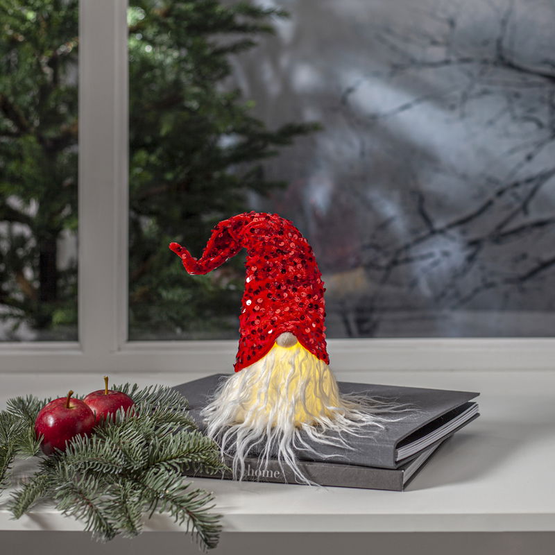 Juldekoration Joylight Tomte med röda paljetter 32cm Juldekoration Joylight Tomte med röda paljetter 32cm