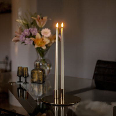 Antikljus Flamme Metall Guld 39cm