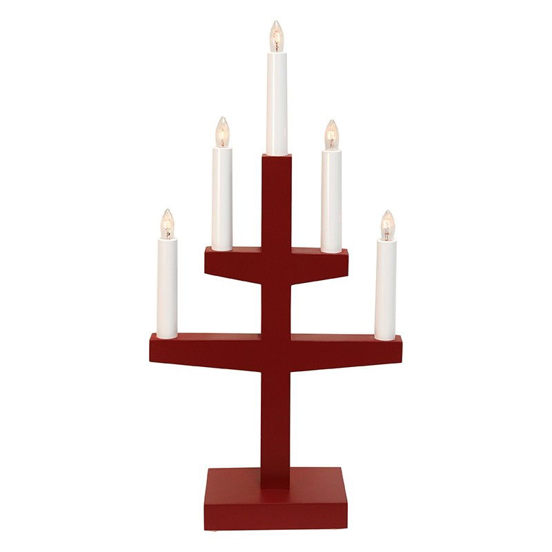Ljusstake Trapp 5-ljus Röd