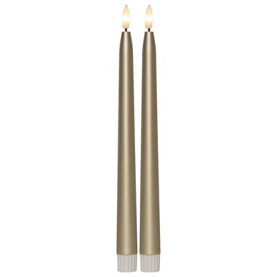 Antikljus Flamme Metall Guld 28cm