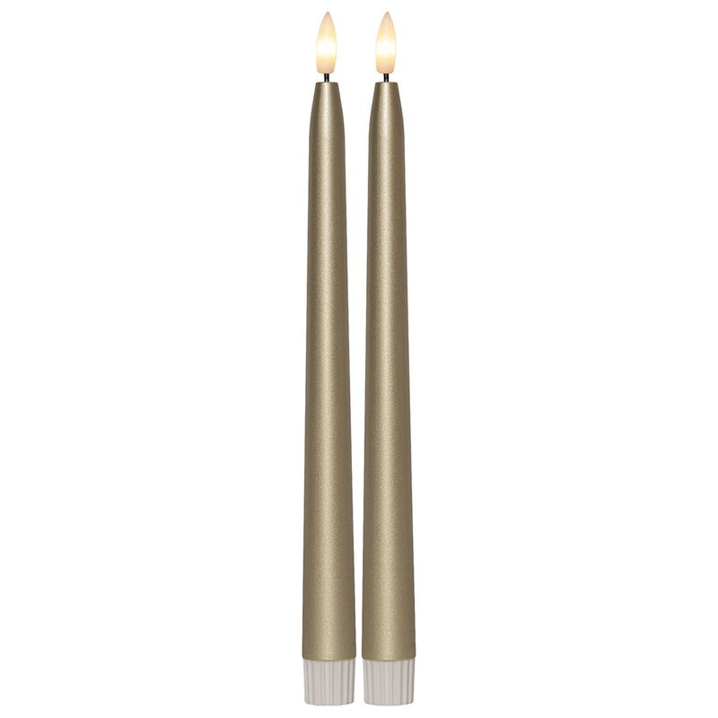 Antikljus Flamme Metall Guld 28cm