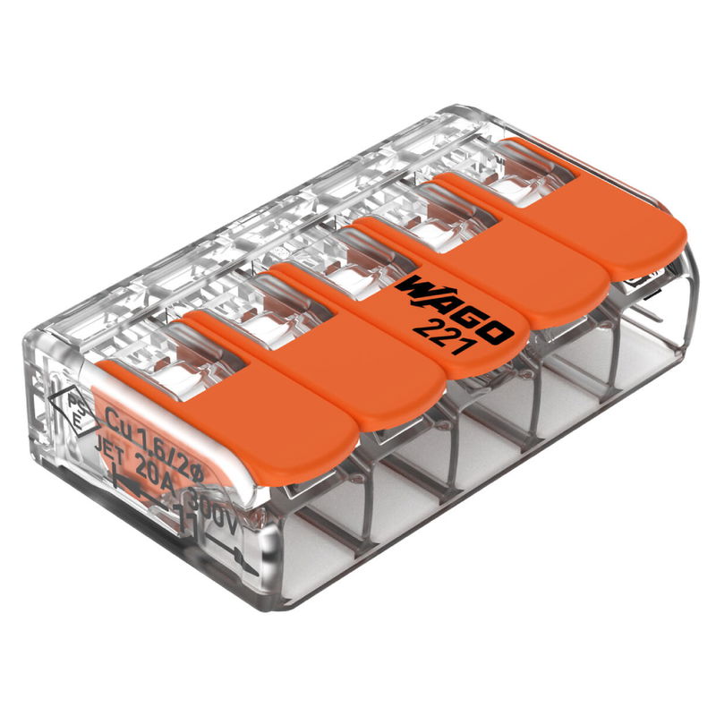 Wago 221-415 5-Pol Kopplingsklämma 4 mm²