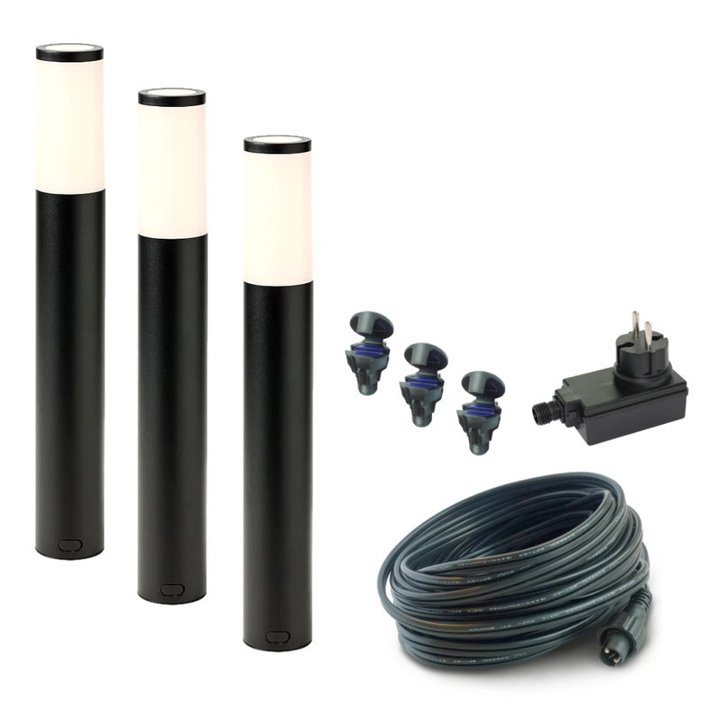 Garden Lights Pollare Lunia Svart 1W IP44 3-pack