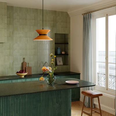 Lampskärm Clessidra i Orange med midja i Antracit