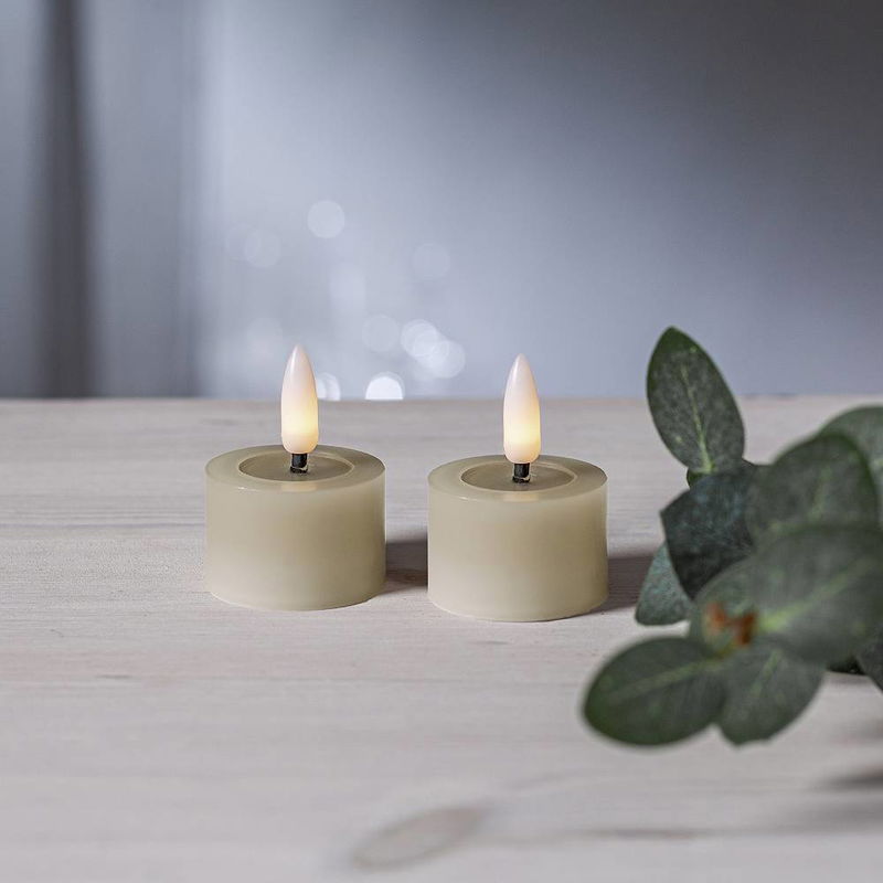 Värmeljus Flamme Flow Beige 2-pack Timer 060-03_M2